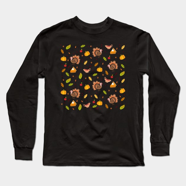 Thanksgiving Turkey pattern Long Sleeve T-Shirt by valentinahramov